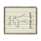 Custom Name Greyhound Minimalistic Line Art Woven Blanket — "Graceful Speed - Elegant, Swift, Gentle" Striped Dog Throw — view 7