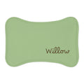 Sage Personalized Dog Feeding Mat — Sage Green Bone-Shaped Placemat with Name — Aspen Paws