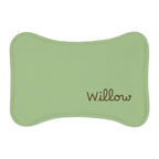 Sage Personalized Dog Feeding Mat — Sage Green Bone-Shaped Placemat with Name — Aspen Paws