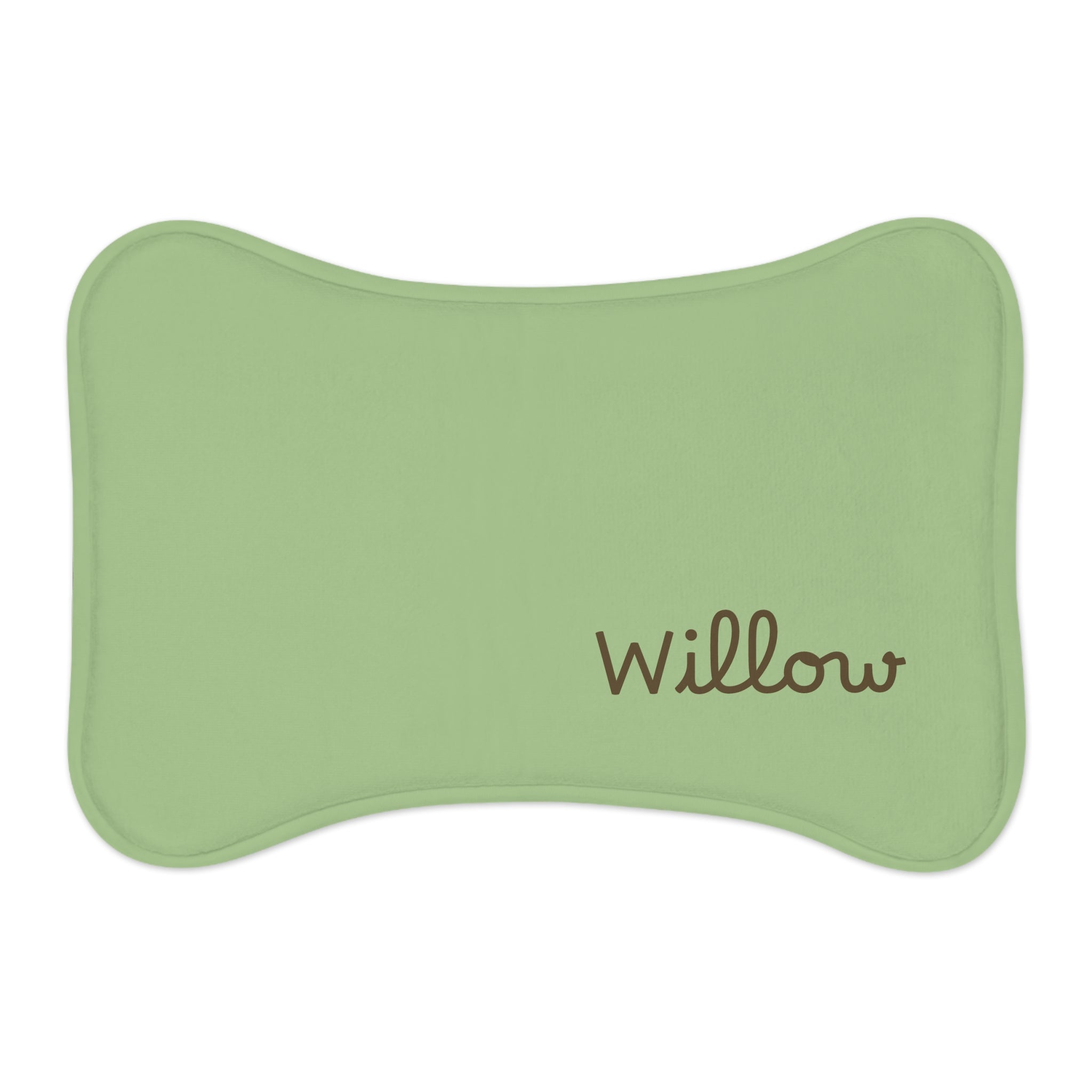 Sage Personalized Dog Feeding Mat — Sage Green Bone-Shaped Placemat with Name — Aspen Paws