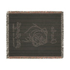 Custom Name Bulldog Minimalistic Line Art Woven Blanket — "Stoic Strength - Tenacious, Kind, Steadfast" Striped Dog Throw — view 8