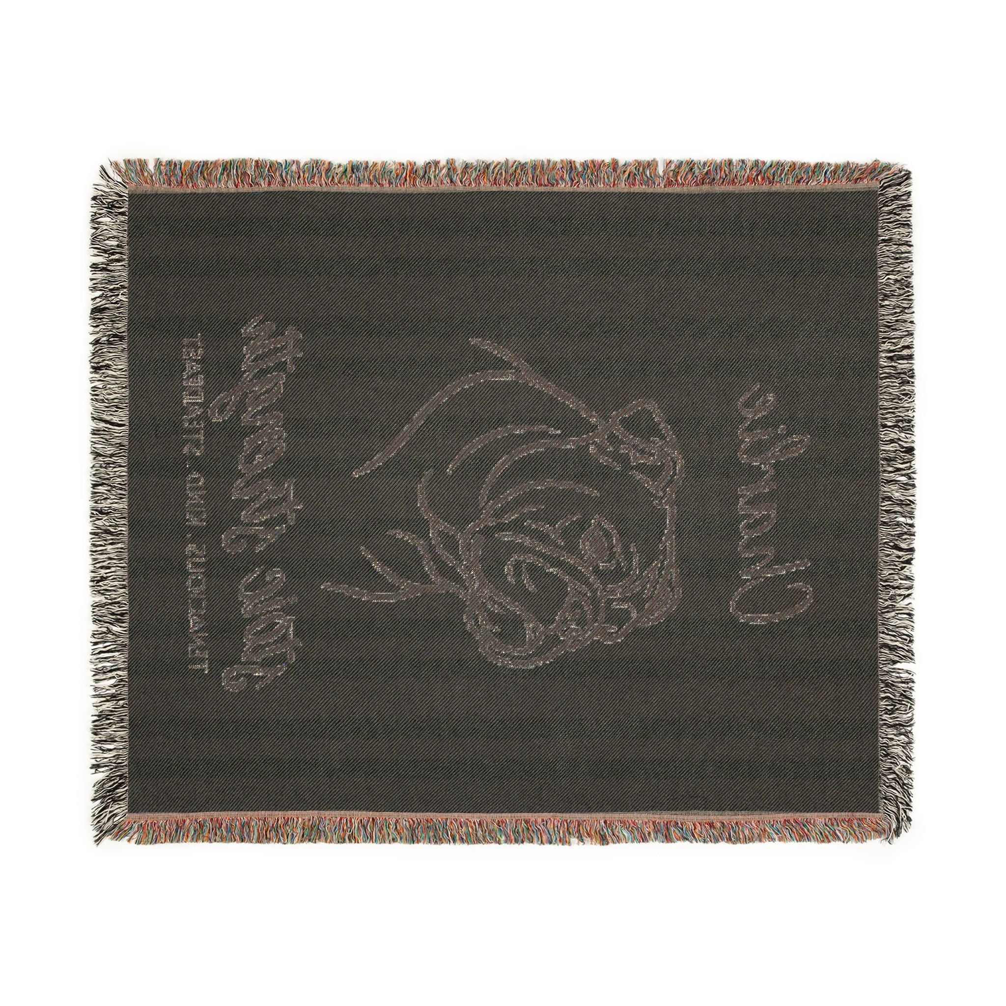 Custom Name Bulldog Minimalistic Line Art Woven Blanket — "Stoic Strength - Tenacious, Kind, Steadfast" Striped Dog Throw — view 8