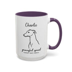 Custom Name Greyhound Portrait Illustration Accent Coffee Mug (11, 15oz) - Graceful Speed - Elegant, Swift, Gentle