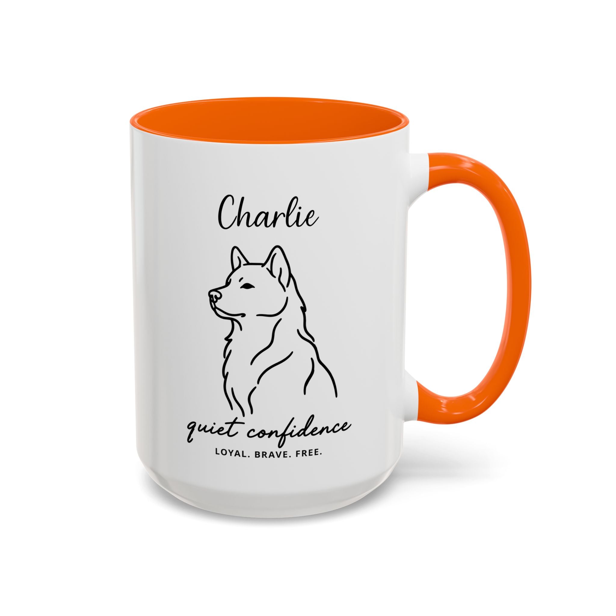 Custom Name Husky Portrait Illustration Accent Coffee Mug (11, 15oz) - Quiet Confidence - Loyal, brave, free