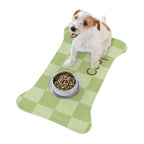 Sage Green Personalized Checkered Pet Feeding Mat — Custom Name Dog Bowl Placemat — view 7