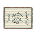 Custom Name Bulldog Minimalistic Line Art Woven Blanket — "Stoic Strength - Tenacious, Kind, Steadfast" Striped Dog Throw — view 10