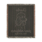 Custom Name Poodle Minimalistic Line Art Woven Blanket — "Sharp Intelligence - Proud, Active Smart" Striped Dog Throw — view 9