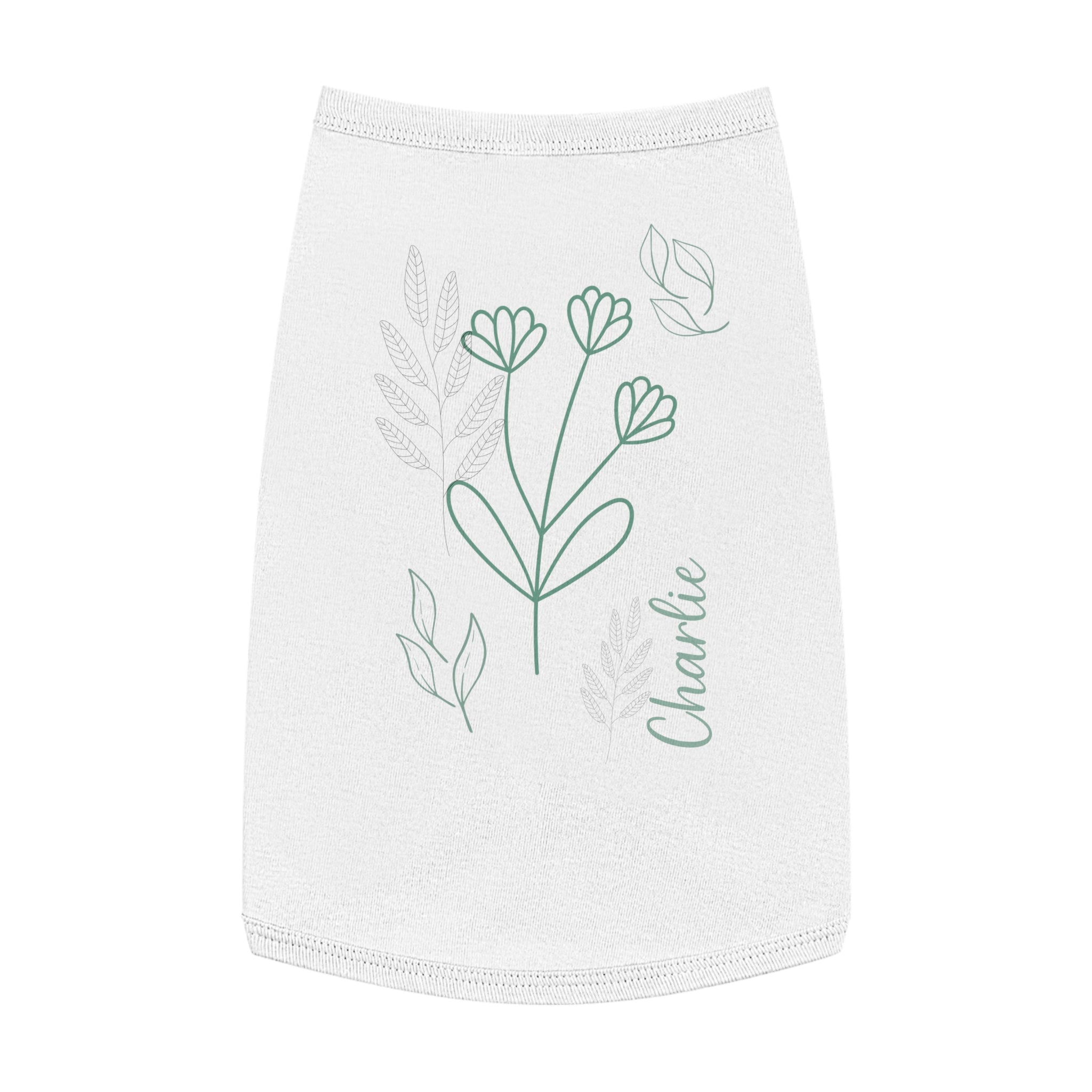 The Wildflower Custom Name Dog Tank Top | Organic Botanical Wildflower Pet Vest | Quiet Luxury Neutral Pet Apparel — view 2