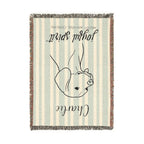 Custom Name Beagle Minimalistic Line Art Woven Blanket — "Joyful Spirit - Merry, Amiable, Curious" Striped Dog Throw — view 6