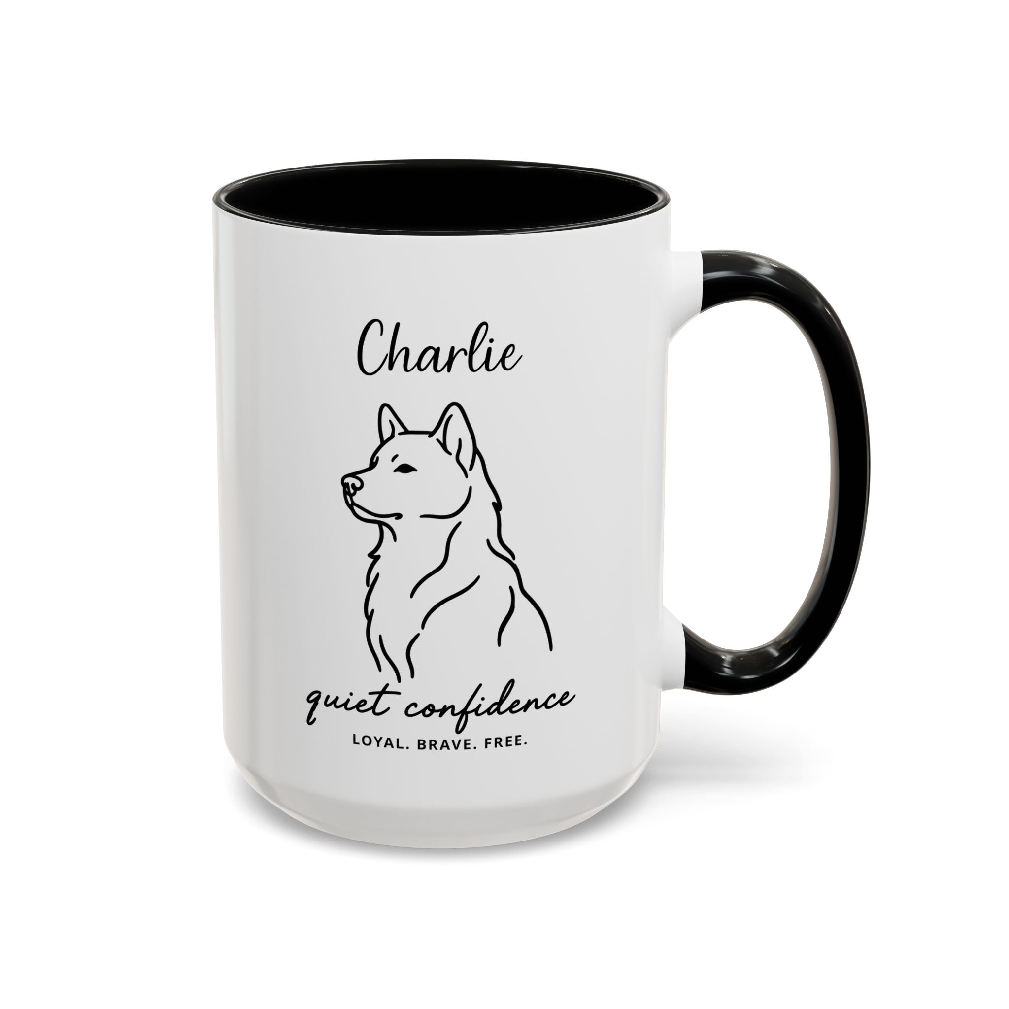Custom Name Husky Portrait Illustration Accent Coffee Mug (11, 15oz) - Quiet Confidence - Loyal, brave, free — view 30
