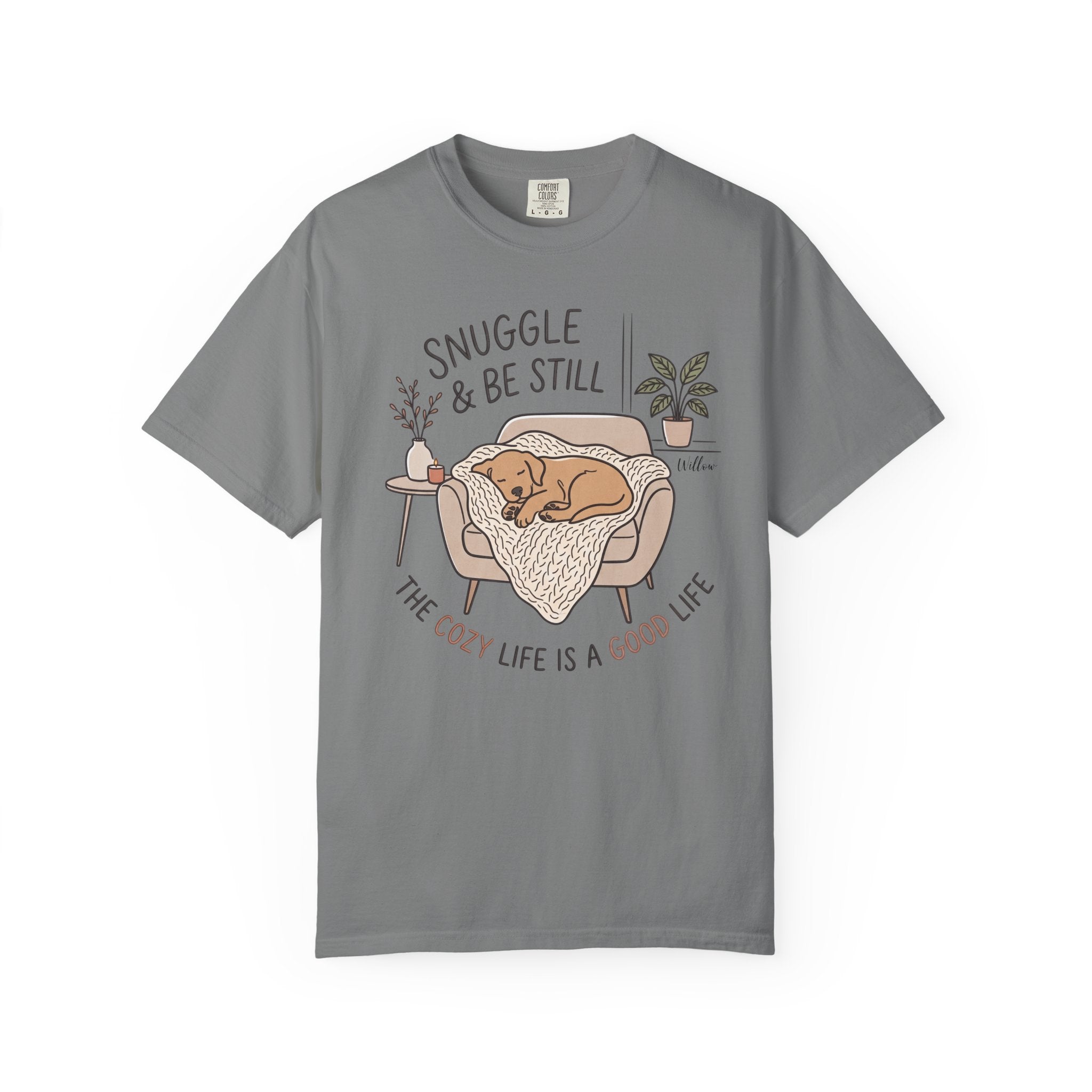 Snuggle & Be Still Tee — Cozy Dog Lounge Graphic T-Shirt — view 2