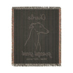 Custom Name Greyhound Minimalistic Line Art Woven Blanket — "Graceful Speed - Elegant, Swift, Gentle" Striped Dog Throw — view 9