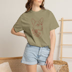 Minimalistic Corgi Pet Botanical Line Art — Cozy Flower Dog Lounge Graphic T-Shirt — view 29