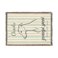 Custom Name Greyhound Minimalistic Line Art Woven Blanket — "Graceful Speed - Elegant, Swift, Gentle" Striped Dog Throw — Aspen Paws