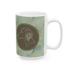 The Hound Line-Art Mug — Sage Watercolor