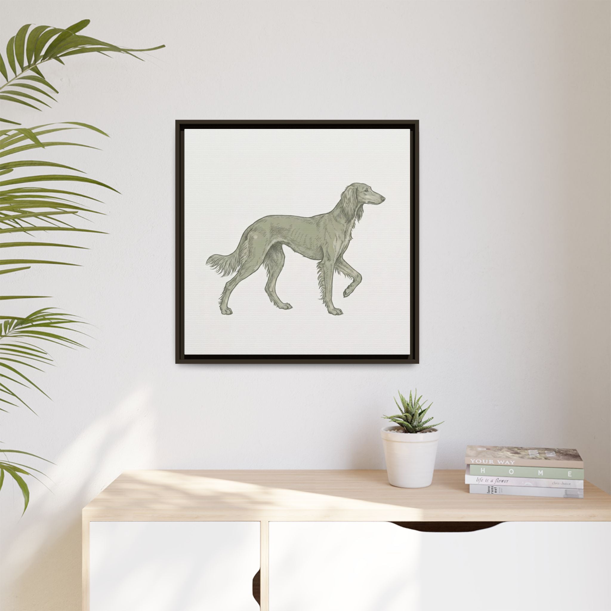 The Saluki Canvas — Framed Hound Print