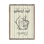 Custom Name Bulldog Minimalistic Line Art Woven Blanket — "Stoic Strength - Tenacious, Kind, Steadfast" Striped Dog Throw — view 6