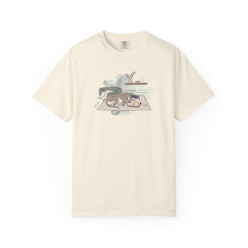 A Cozy Morning Sleeping Cat T-Shirt Custom Name | Hygge Cozy Home Pet Tee | Quiet Luxury Cottagecore Cat Mom Apparel
