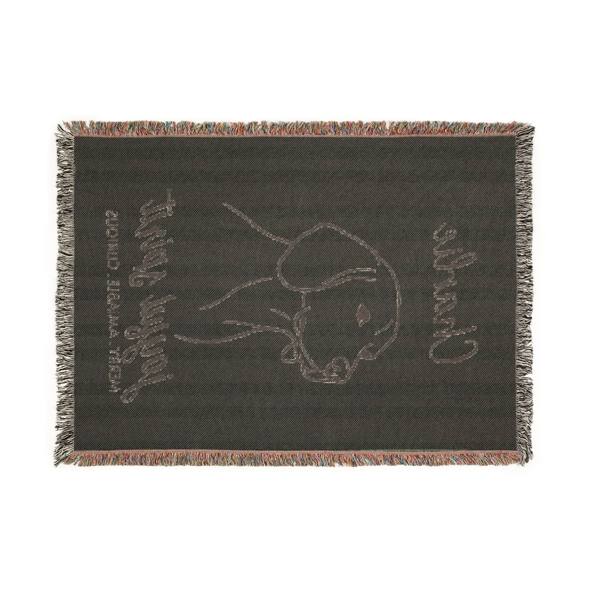 Custom Name Beagle Minimalistic Line Art Woven Blanket — "Joyful Spirit - Merry, Amiable, Curious" Striped Dog Throw — view 4
