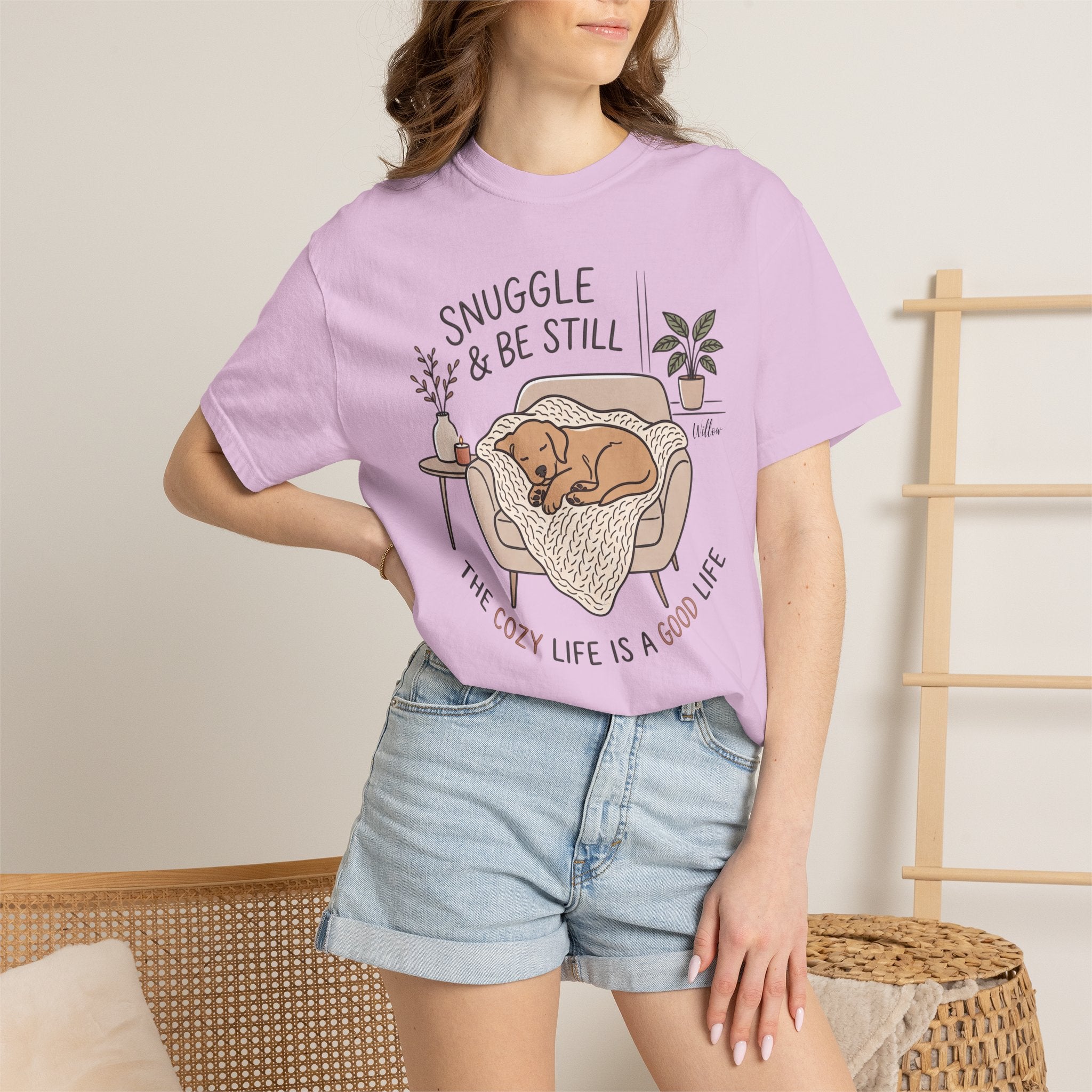 Snuggle & Be Still Tee — Cozy Dog Lounge Graphic T-Shirt — view 21