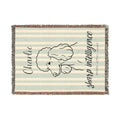 Custom Name Poodle Minimalistic Line Art Woven Blanket — "Sharp Intelligence - Proud, Active Smart" Striped Dog Throw — Aspen Paws