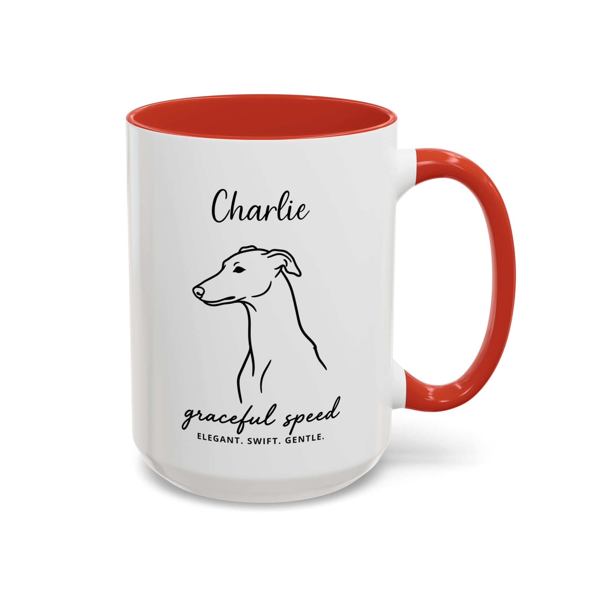 Custom Name Greyhound Portrait Illustration Accent Coffee Mug (11, 15oz) - Graceful Speed - Elegant, Swift, Gentle — view 39