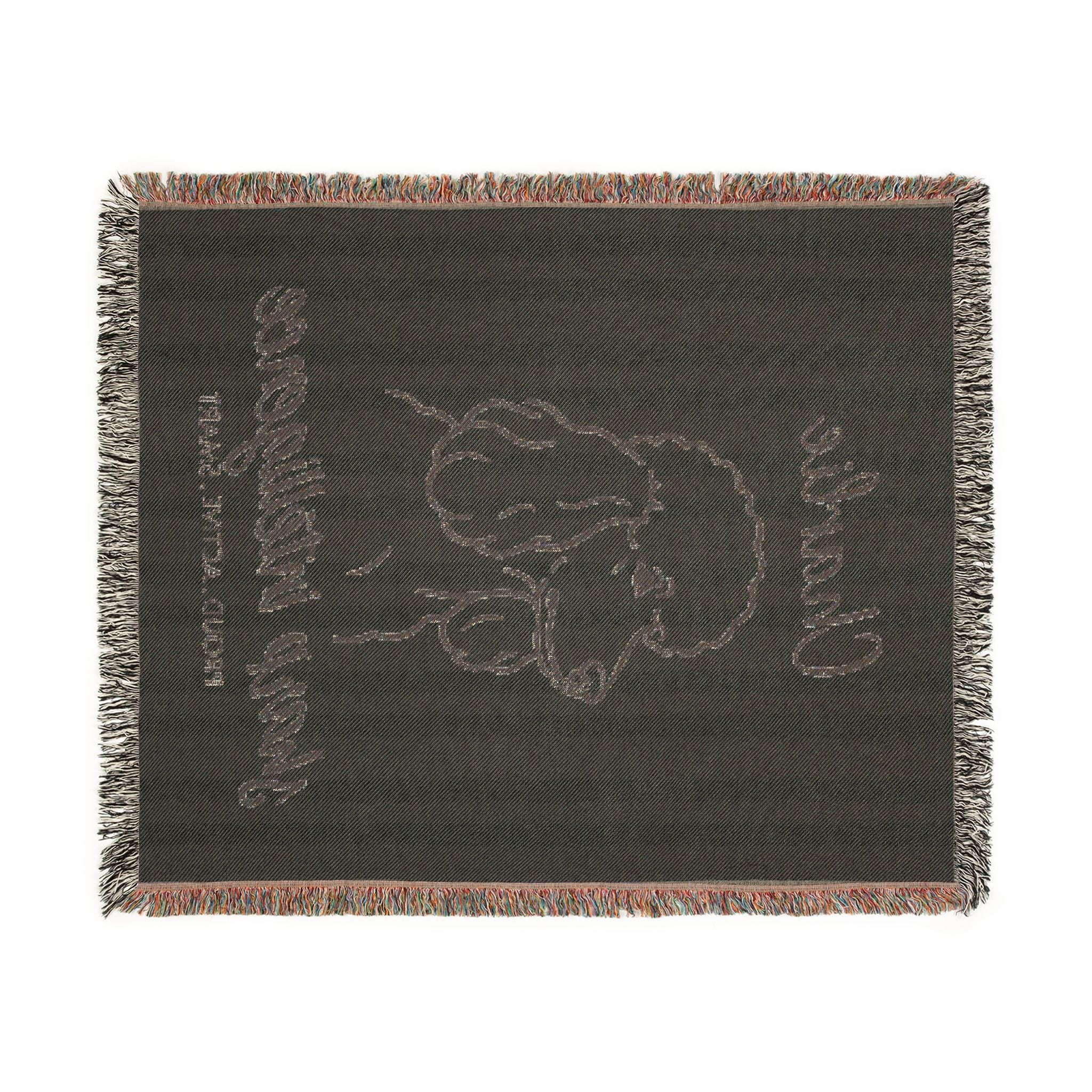 Custom Name Poodle Minimalistic Line Art Woven Blanket — "Sharp Intelligence - Proud, Active Smart" Striped Dog Throw — view 8