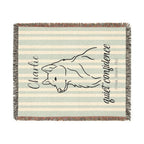 Custom Name Husky Minimalistic Line Art Woven Blanket — "Quiet Confidence - Loyal, Brave, Free" Striped Dog Throw (Seafoam & Charcoal) — view 7