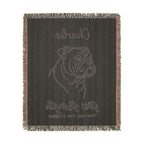 Custom Name Bulldog Minimalistic Line Art Woven Blanket — "Stoic Strength - Tenacious, Kind, Steadfast" Striped Dog Throw — view 9