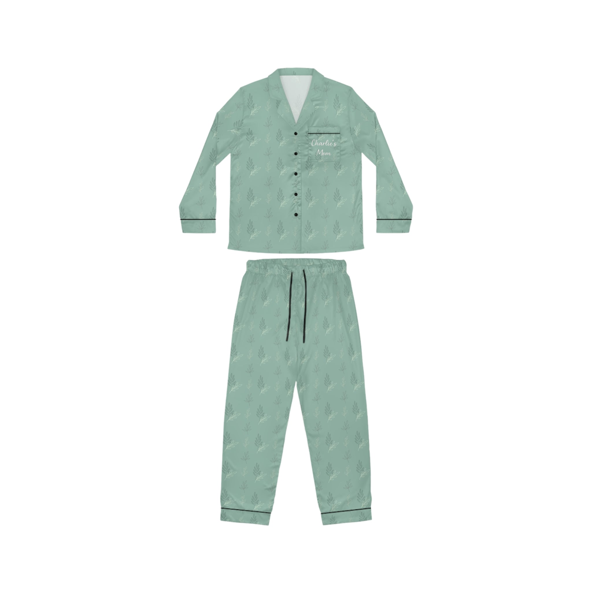 Sage Green Custom Name Lounge Set | Earthy Botanical Dog Mom Pajamas | Soft Personalized Pet Parent Sleepwear — Aspen Paws