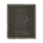 Custom Name Beagle Minimalistic Line Art Woven Blanket — "Joyful Spirit - Merry, Amiable, Curious" Striped Dog Throw — view 9