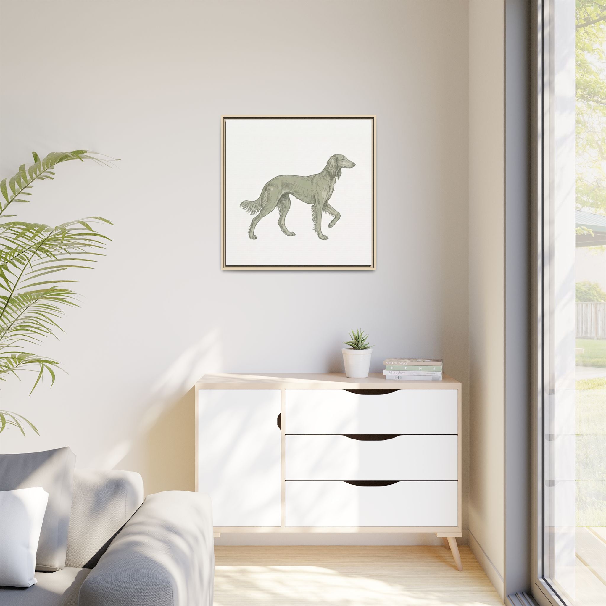 The Saluki Canvas — Framed Hound Print