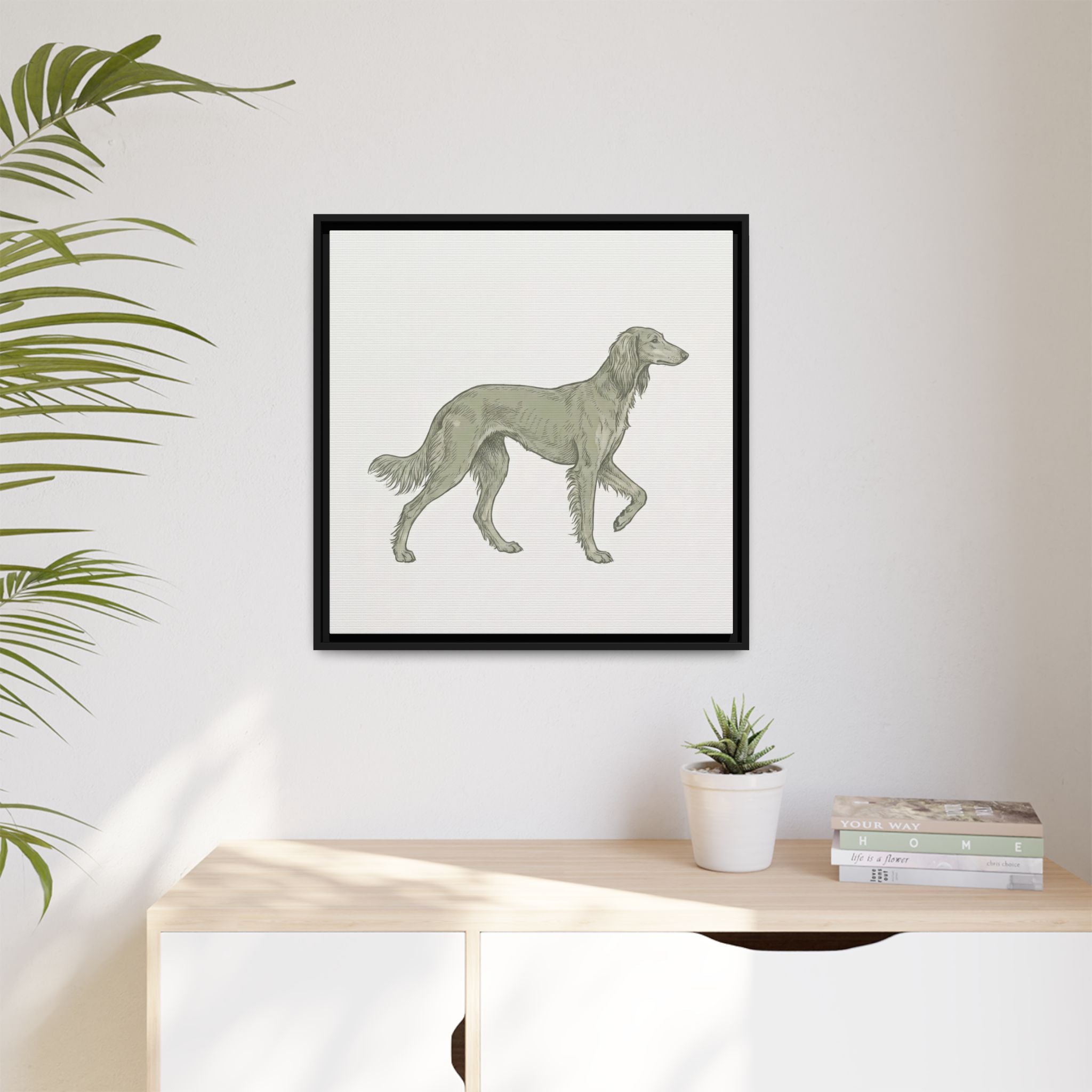 The Saluki Canvas — Framed Hound Print