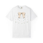Custom Name Dog Mom T-Shirt | Neutral Ribbon Bow & Floral Graphic Tee | Matching Pet & Owner Quiet Luxury Apparel — Aspen Paws