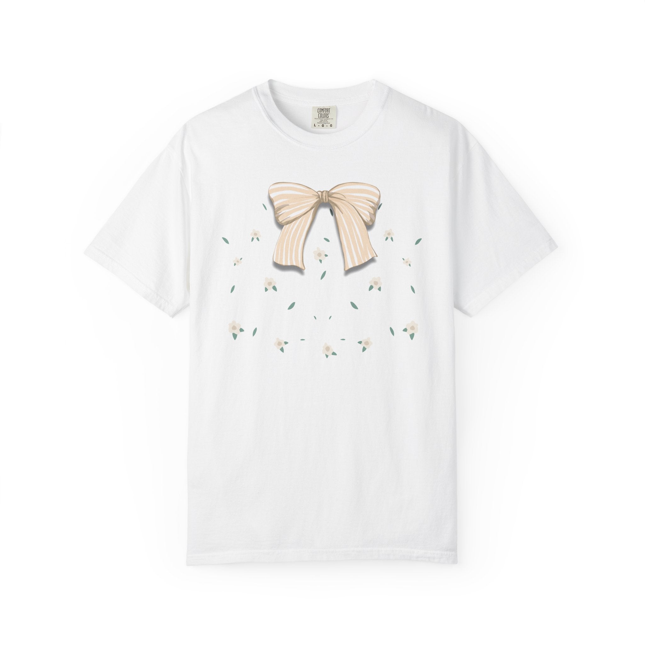 Custom Name Dog Mom T-Shirt | Neutral Ribbon Bow & Floral Graphic Tee | Matching Pet & Owner Quiet Luxury Apparel — Aspen Paws