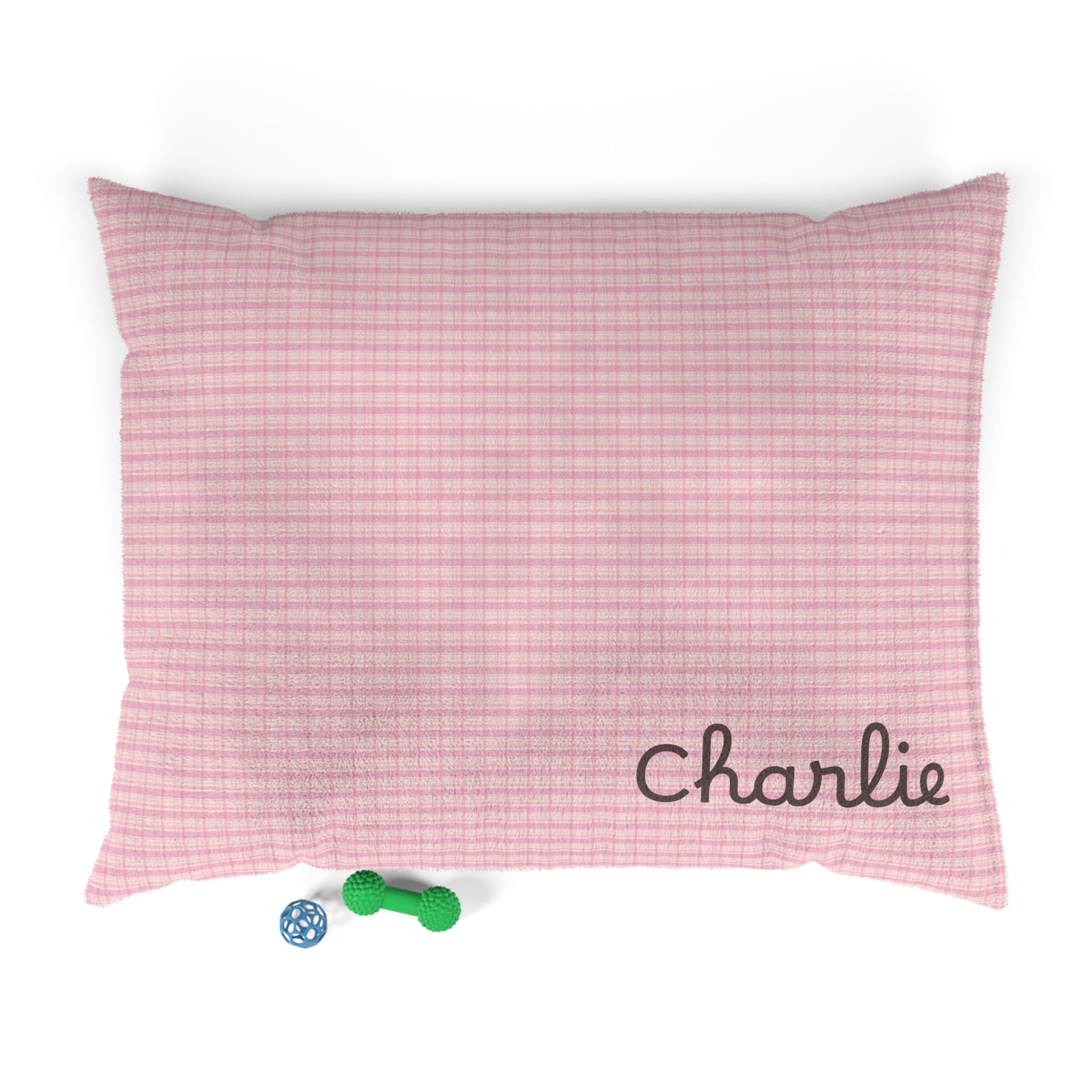 Personalized Pet Bed — Blush Plaid — Aspen Paws