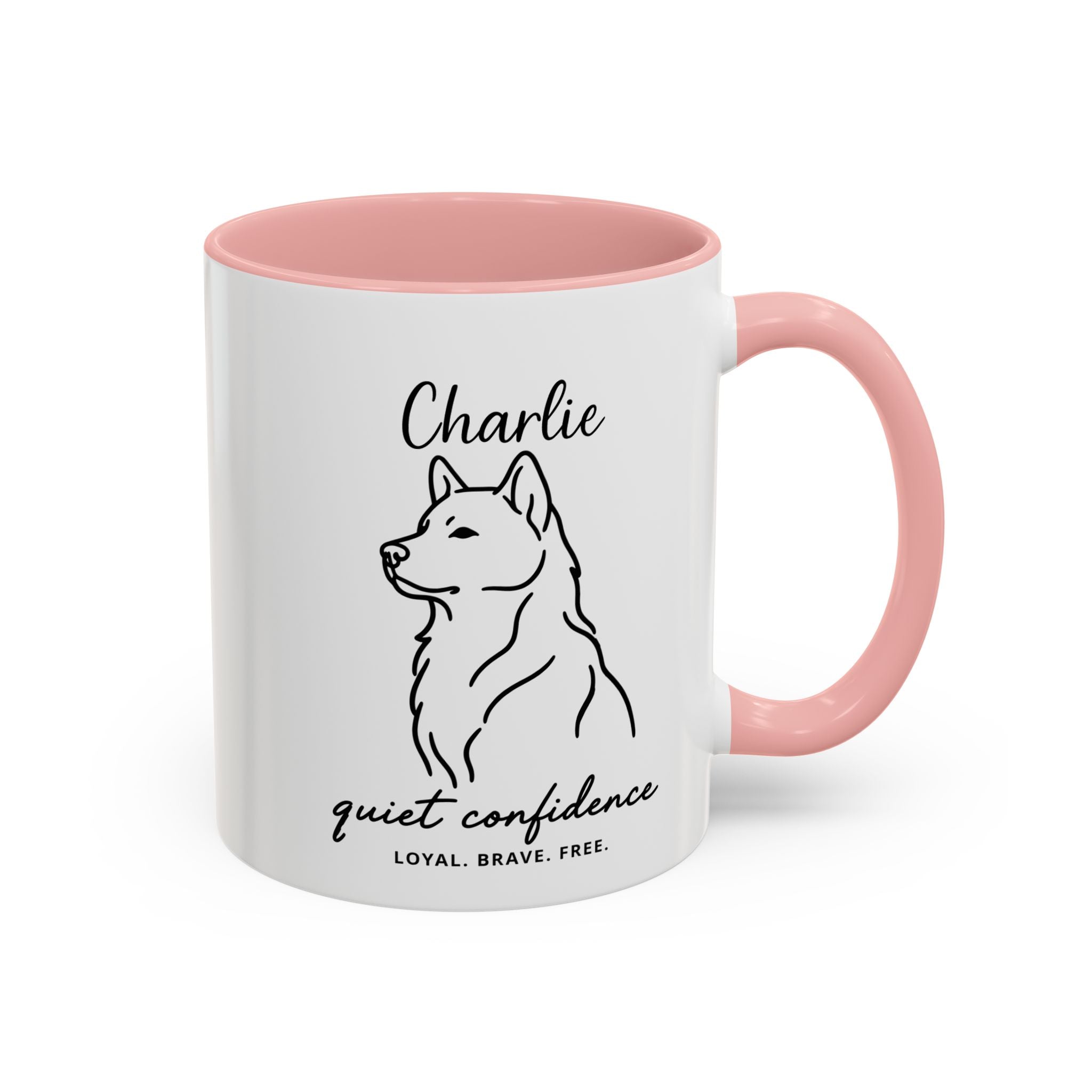 Custom Name Husky Portrait Illustration Accent Coffee Mug (11, 15oz) - Quiet Confidence - Loyal, brave, free — view 24