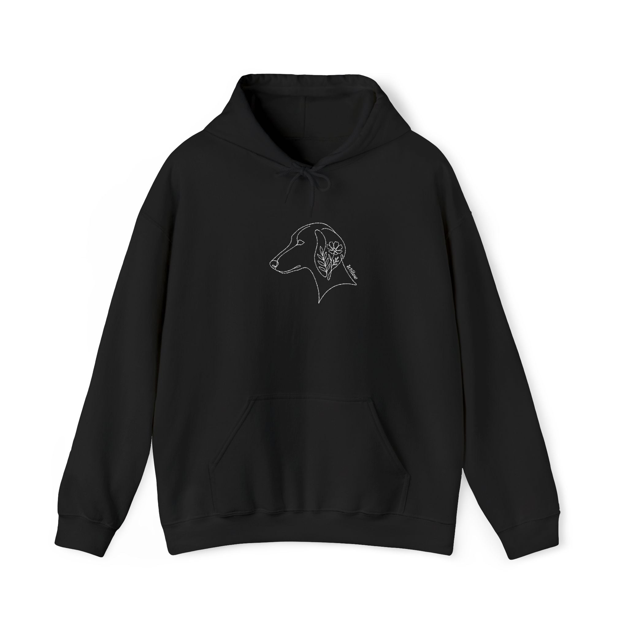 The Botanical Hound Hoodie — Line-Art Silhouette — Aspen Paws