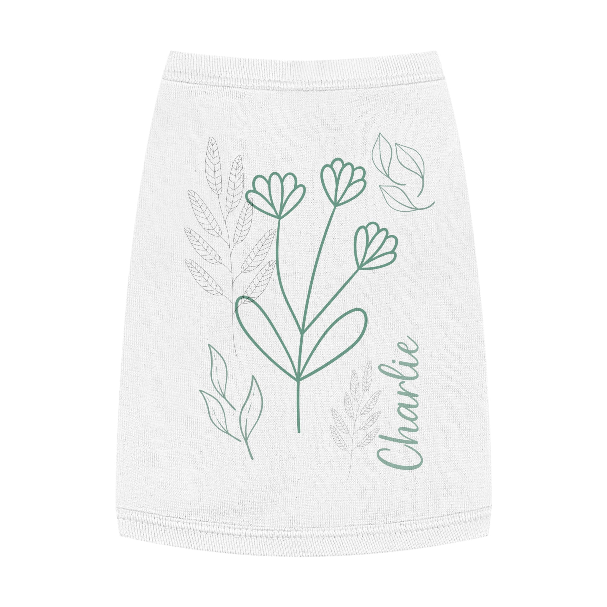 The Wildflower Custom Name Dog Tank Top | Organic Botanical Wildflower Pet Vest | Quiet Luxury Neutral Pet Apparel — Aspen Paws