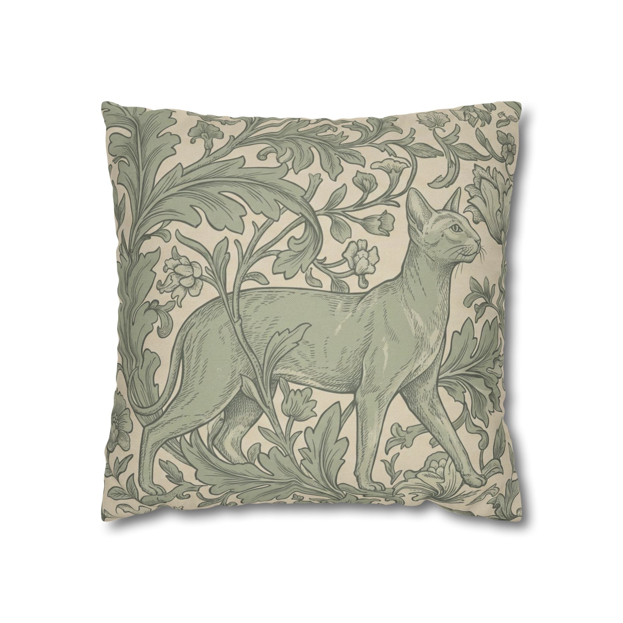 The Hidden Feline Pillowcase — Sage Botanical — view 2