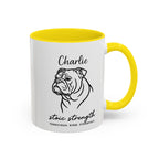 Custom Name Bulldog Portrait Illustration Accent Coffee Mug (11, 15oz) - Stoic Strength - Tenacious, Kind, Steadfast