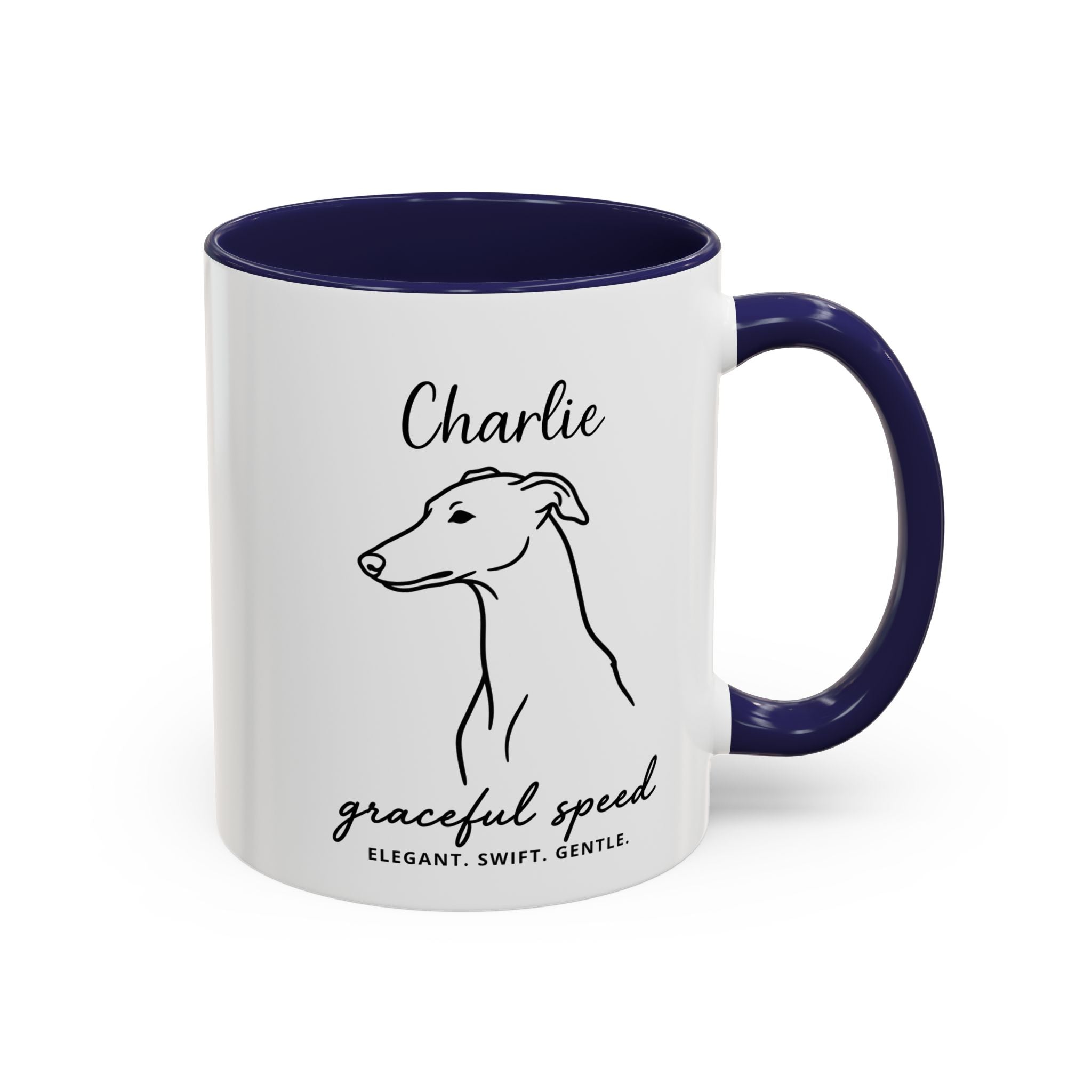 Custom Name Greyhound Portrait Illustration Accent Coffee Mug (11, 15oz) - Graceful Speed - Elegant, Swift, Gentle — view 21