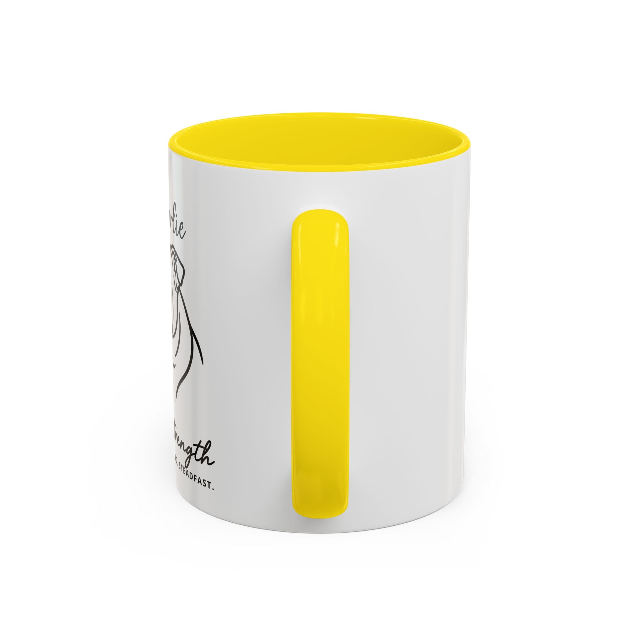 Custom Name Bulldog Portrait Illustration Accent Coffee Mug (11, 15oz) - Stoic Strength - Tenacious, Kind, Steadfast