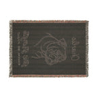 Custom Name Bulldog Minimalistic Line Art Woven Blanket — "Stoic Strength - Tenacious, Kind, Steadfast" Striped Dog Throw — view 4