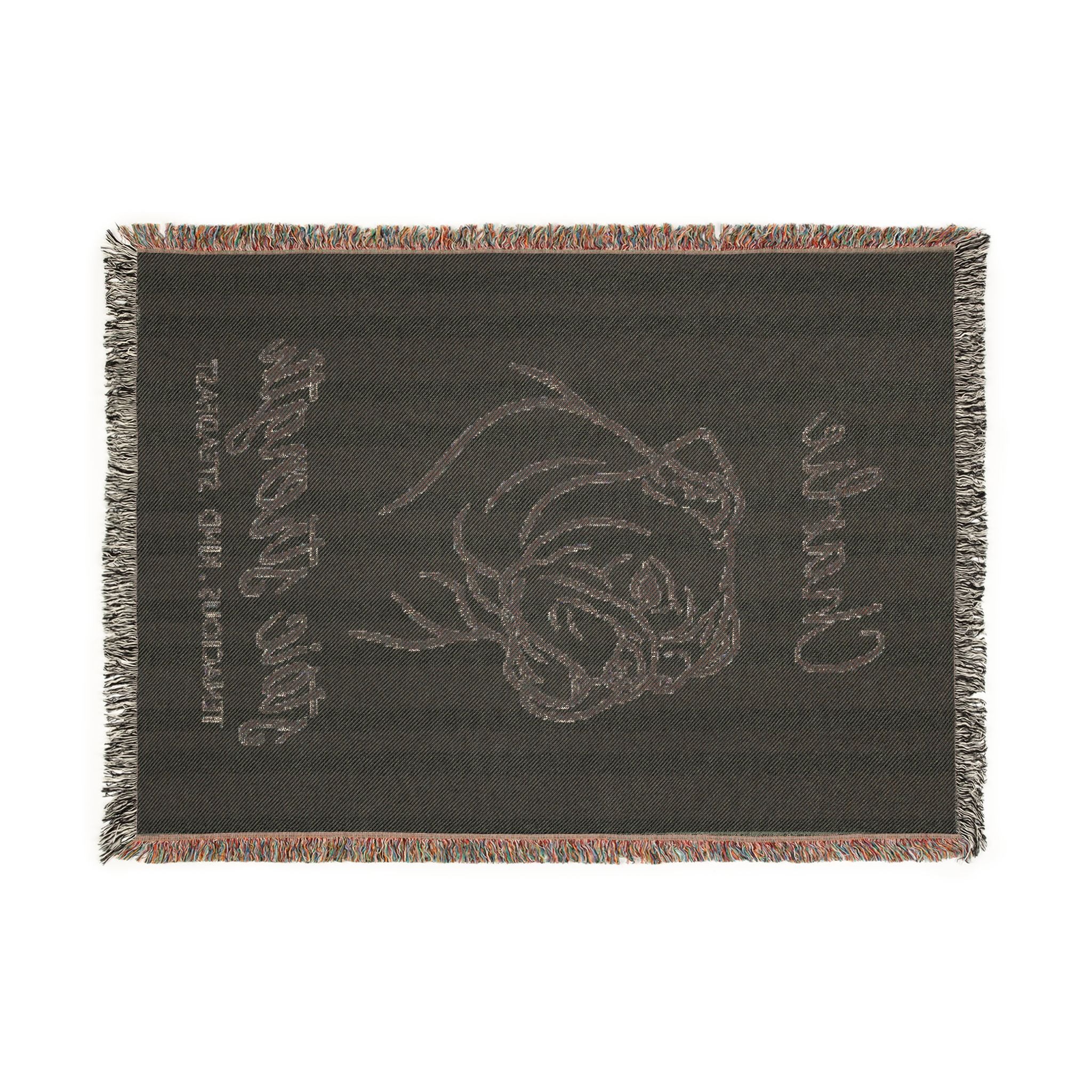 Custom Name Bulldog Minimalistic Line Art Woven Blanket — "Stoic Strength - Tenacious, Kind, Steadfast" Striped Dog Throw — view 4