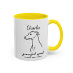 Custom Name Greyhound Portrait Illustration Accent Coffee Mug (11, 15oz) - Graceful Speed - Elegant, Swift, Gentle