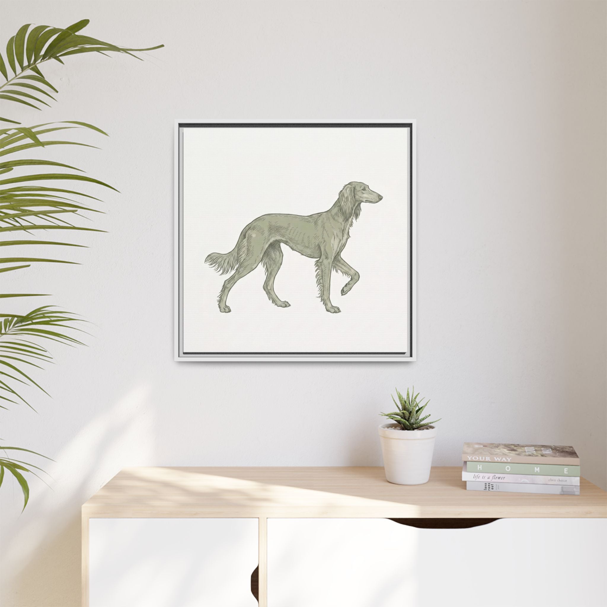 The Saluki Canvas — Framed Hound Print