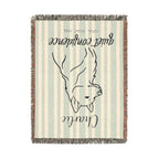 Custom Name Husky Minimalistic Line Art Woven Blanket — "Quiet Confidence - Loyal, Brave, Free" Striped Dog Throw (Seafoam & Charcoal) — view 11