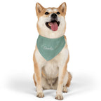 Custom Name Sage Green Botanical Dog Bandana | Adjustable Collar Bandana with Leash D-Ring | Minimalist Luxury Neutral Pet Accessories — view 6