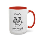Custom Name Bulldog Portrait Illustration Accent Coffee Mug (11, 15oz) - Stoic Strength - Tenacious, Kind, Steadfast — view 39